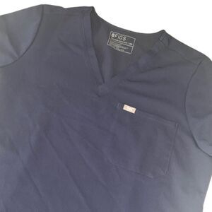 Figs Navy Blue V Neck Short Sleeves Scrub Top Size XXL
